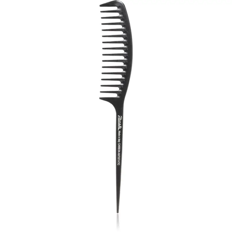 Janeke Carbon Fibre Fashion Comb with a long tail and wavy frame pieptene de păr 21,5 x 3 cm 1 buc