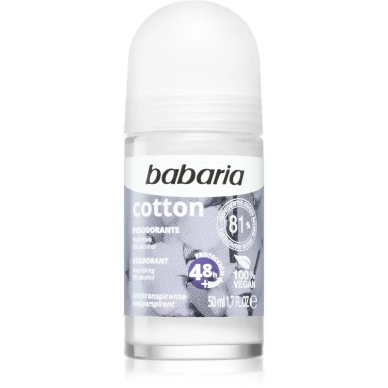 Babaria Deodorant Cotton antiperspirant roll-on cu efect de nutritiv 50 ml