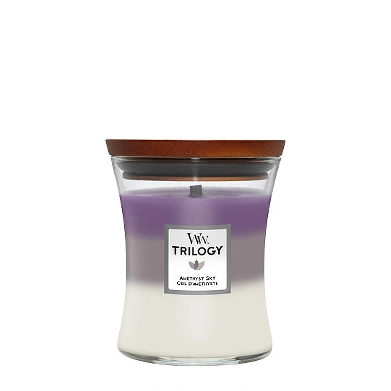 WoodWick Lumânare parfumată medie Trilogy Amethyst Sky 275 g
