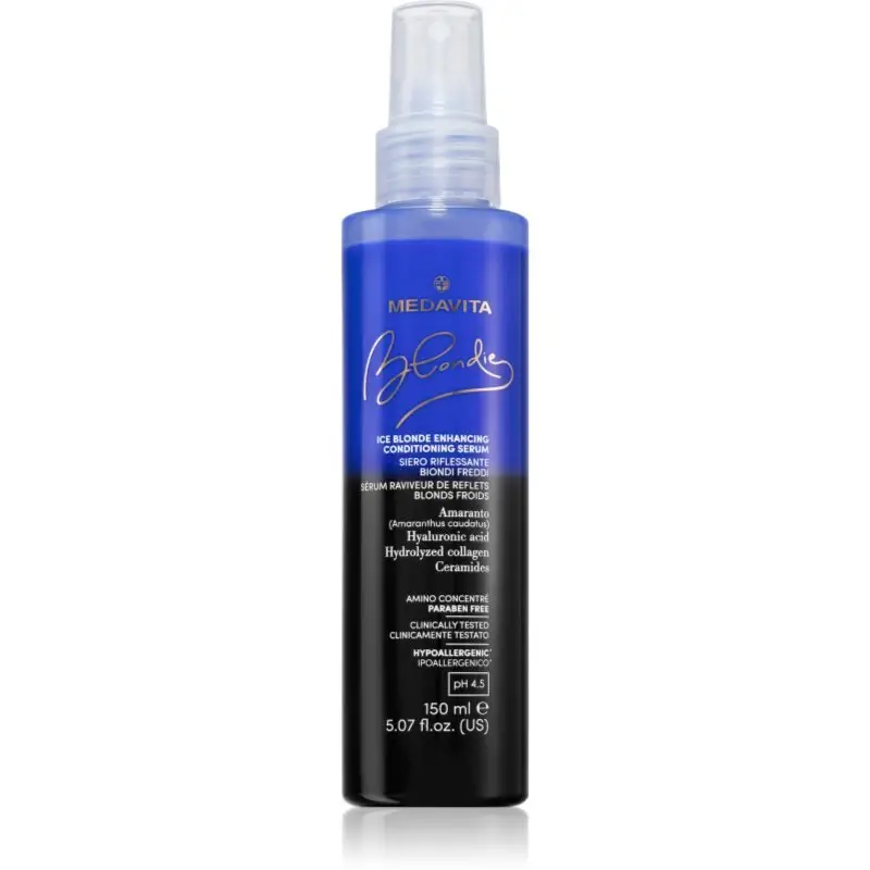 Medavita Blondie Ice Blonde Enhancing Conditioning Serum conditioner Spray Leave-in pentru nuante inchise de blond pH 4.5 150 ml