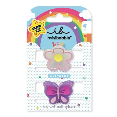 Invisibobble Clemă de păr Clipstar Glow Happy Flower 2 buc