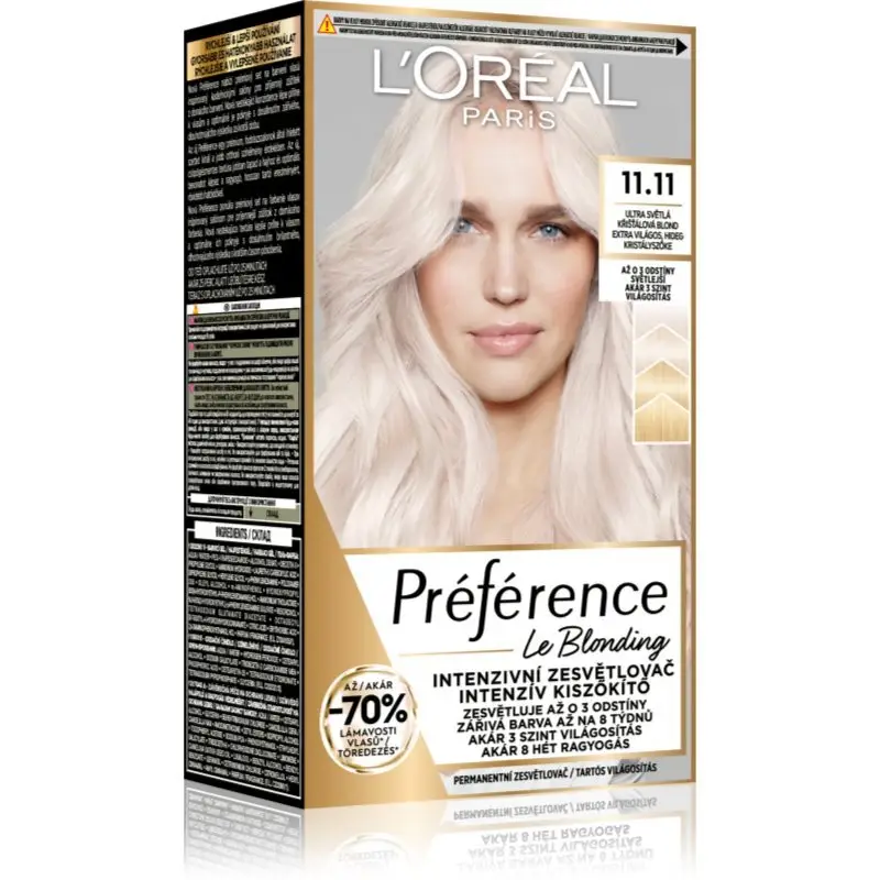 L’Oréal Paris Préférence Le Blonding culoare par pentru decolorarea părului culoare 11.11 Ultra-Light Cool Crystal Blonde 1 buc