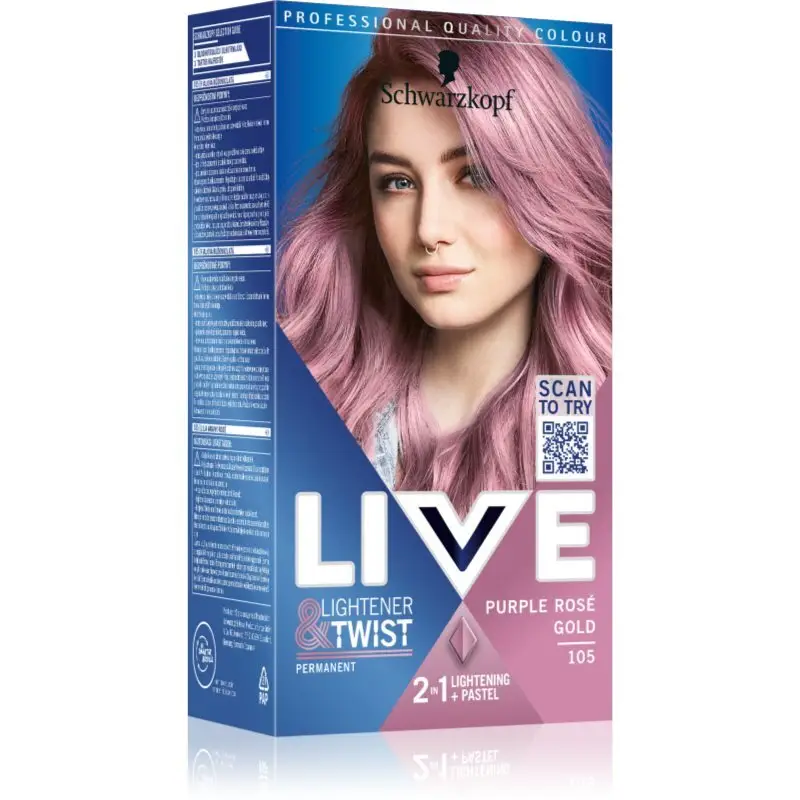 Schwarzkopf LIVE Lightener & Twist Culoare permanenta pentru par pentru decolorarea părului culoare 105 Purple Rosé Gold 1 buc