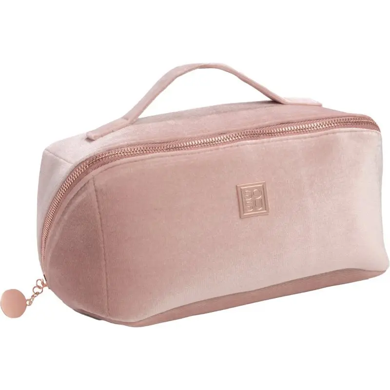 SOSU Cosmetics Luxury Velvet Vanity Bag Geantă de cosmetice pentru femei, mare culoare Nude 1 buc