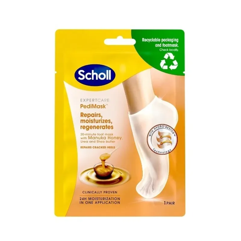 Scholl Mască hidratantă pentru picioare cu miere de Manuka Expert Care PediMask™ (Foot Mask With Manuka Honey) 1 pereche