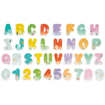 Janod Bath Toy Letters & Numbers jucărie pentru apă 2 y+ 36 buc