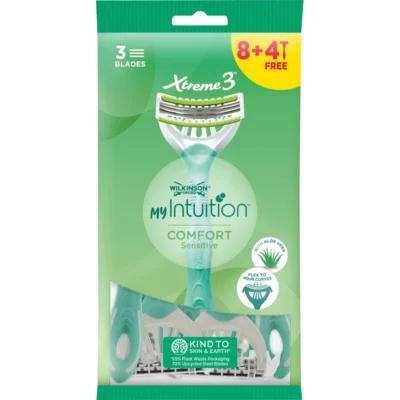 Wilkinson Sword Aparat de ras de unică folosință pentru femei My Intuition Comfort Sensitive 8 + 4 buc