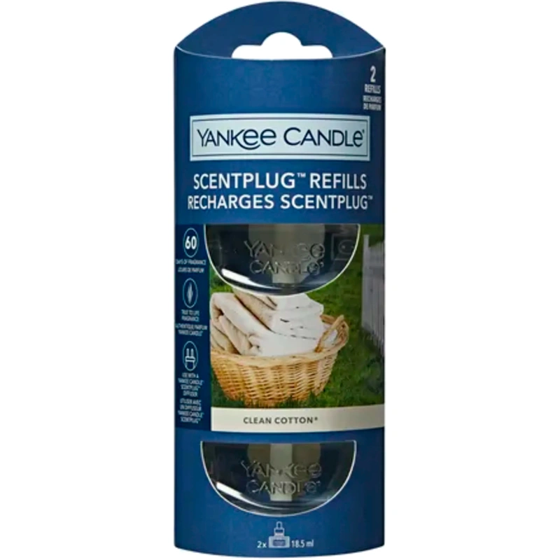 Yankee Candle Rezervă pentru difuzor Clean Cotton (ScentPlug Refills) 2 x 18,5 ml