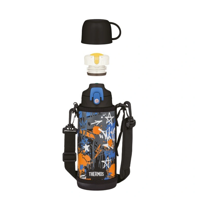 Thermos Termos pentru copii cu două capace - oranj-albastru 800 ml