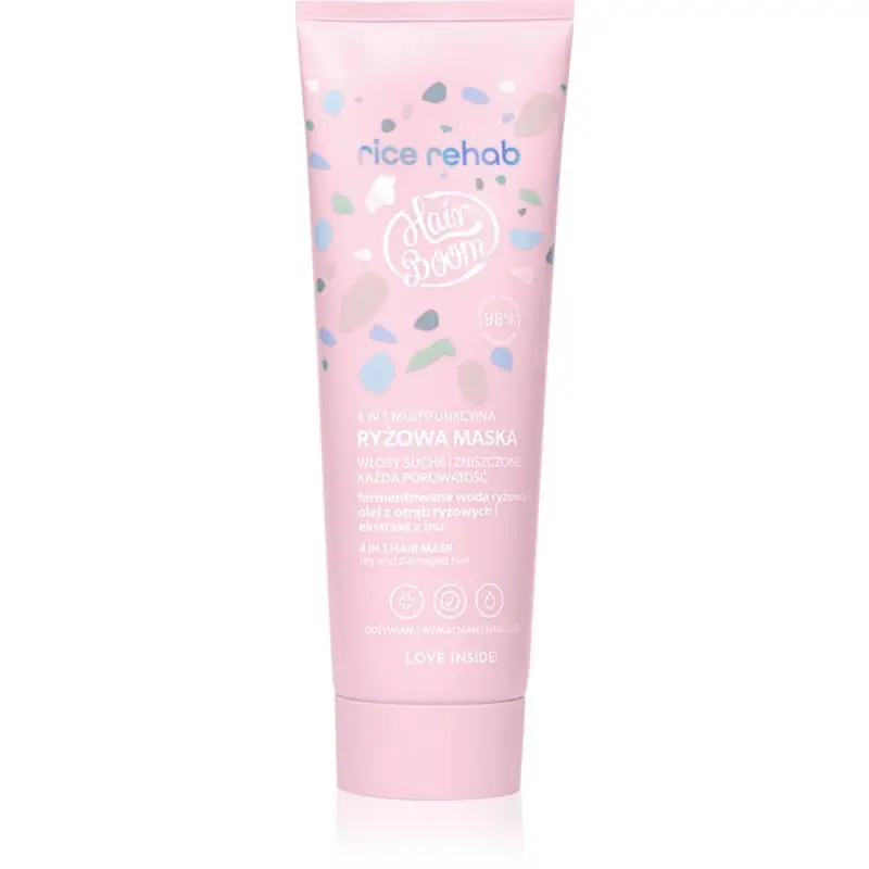 BodyBoom HairBoom Rice Rehab- 4 in 1 Multifunctional Rice Hair Mask masca de par pentru par fin, degradat 200 ml
