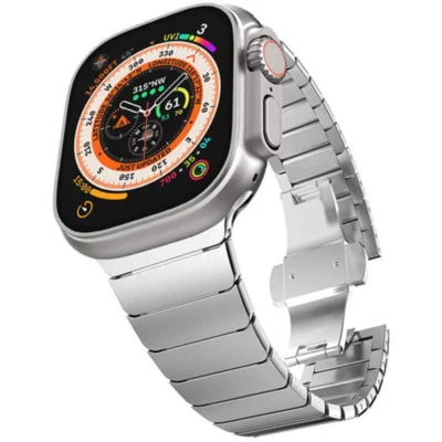 4wrist Brățară din oțel cu închidere tip fluture pentru Apple Watch 42/44/45/49 mm - Silver