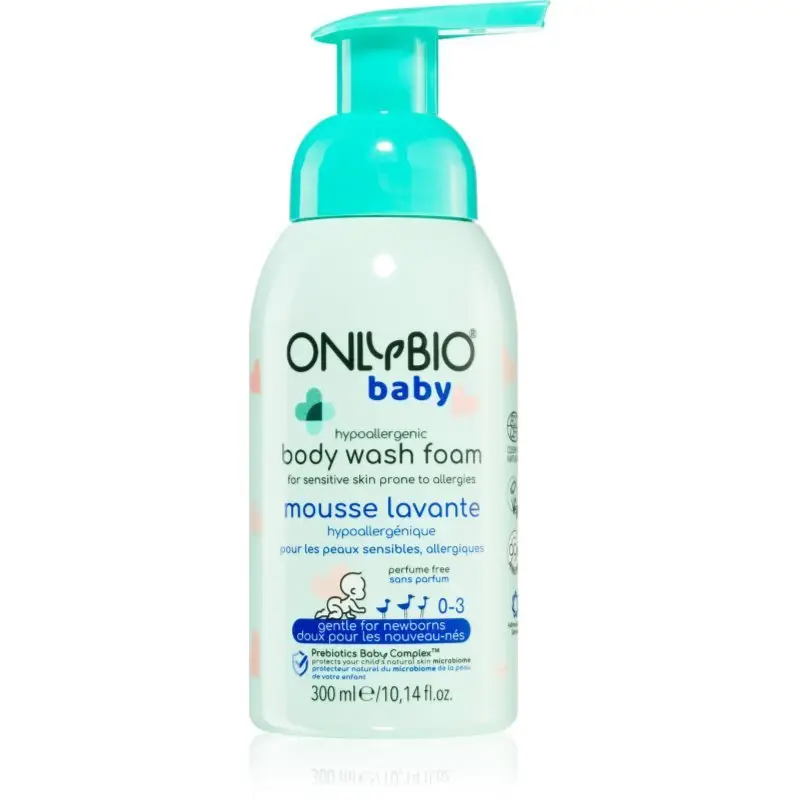 OnlyBio Baby Hypoallergenic spumă purificatoare pentru corp pentru nou-nascuti si copii 300 ml