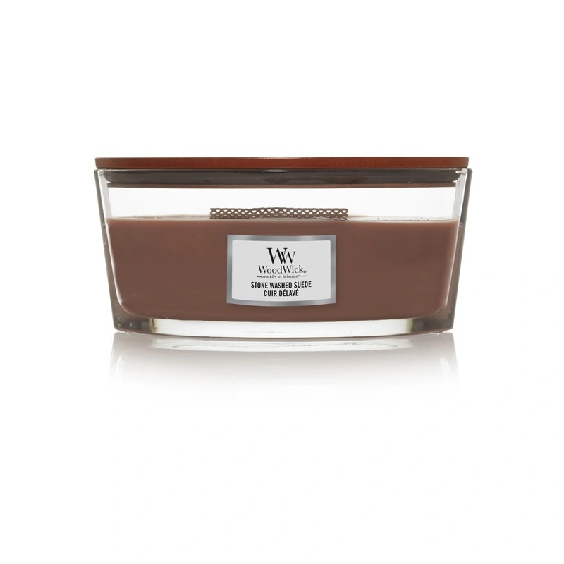 WoodWick Lumânare parfumată in vază Stone Washed Suede 453 g