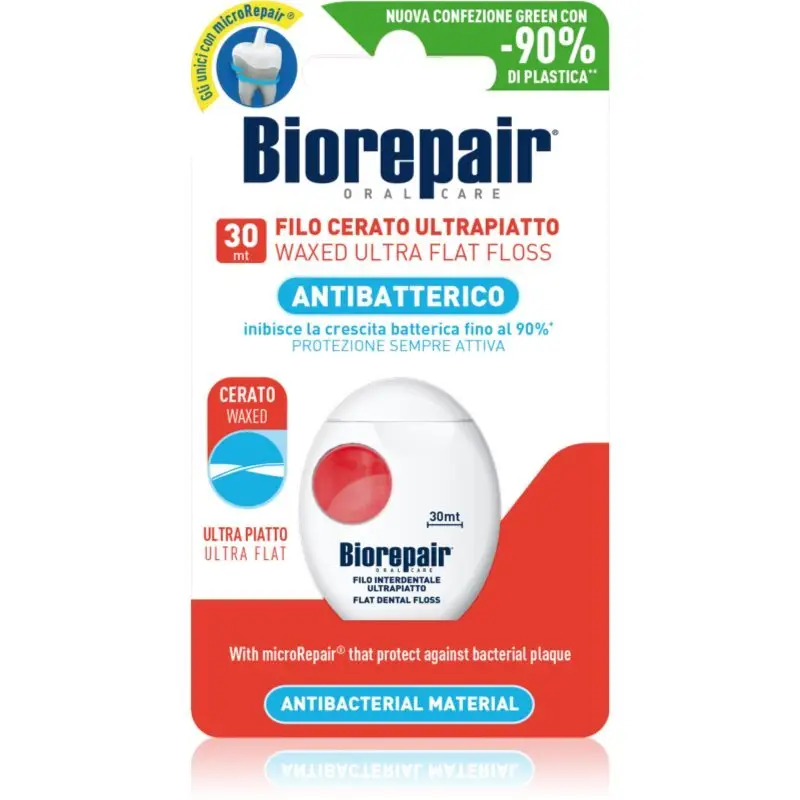 Biorepair Dental Floss Waxed Ultra Flat ata dentara neceruita pentru dinti sensibili Red 30 m