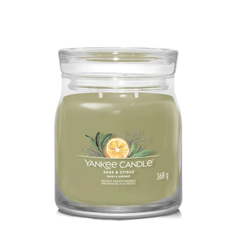 Yankee Candle Lumânare aromatică Signature sticlă medie Sage & Citrus 368 g