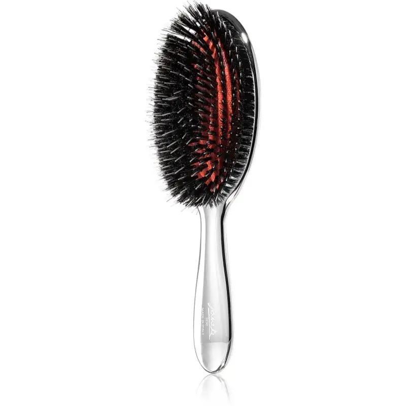 Janeke Chromium Line Air-Cushioned Brush with Bristles and Nylon Reinforcement perie ovală pentru păr 22 x 7 cm 1 buc