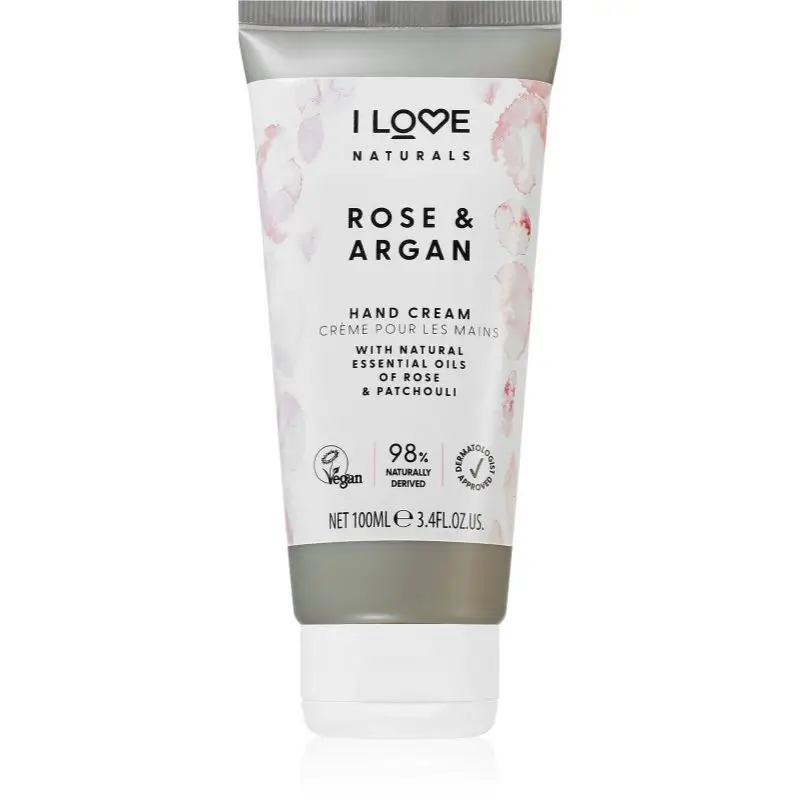 I Love Naturals Rose & Argan crema de maini hidratanta cu aromă de trandafiri 100 ml
