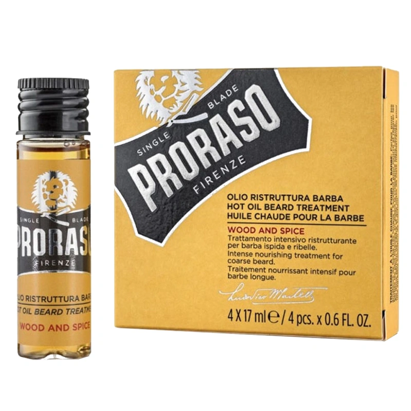 Proraso Set de uleiuri pentru barbă Hot Oil Beard Treatment 4 x 17 ml