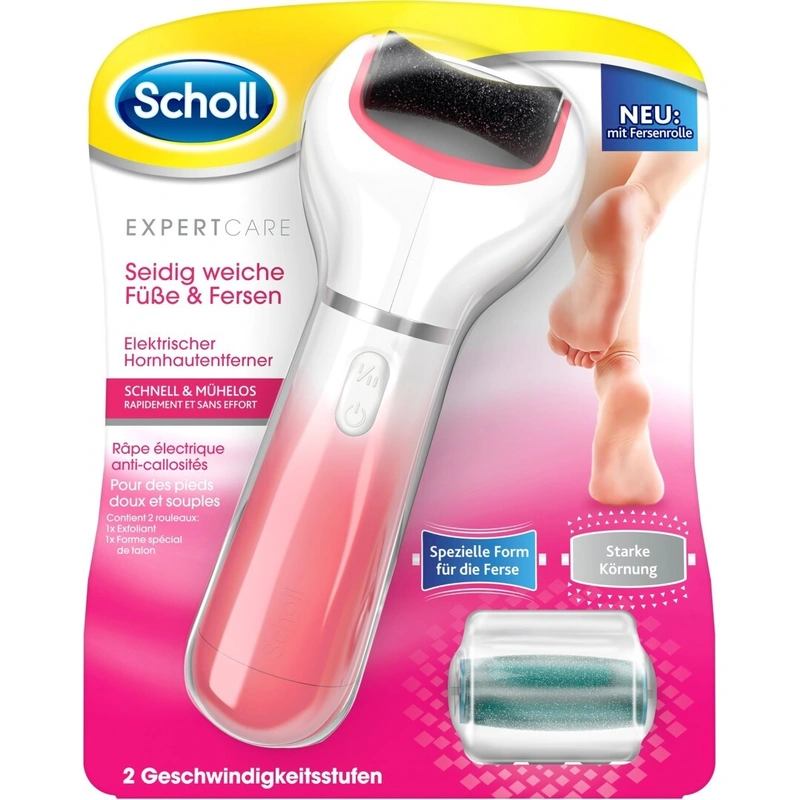 Scholl Pilă electrică pentru picioare Velvet Smooth și cap dur rotativ, cu cristale de diamant