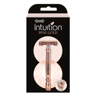Wilkinson Sword Aparat de ras metalic pentru femei Intuition Double Edge Rose Gold (Razor) + 10 lame