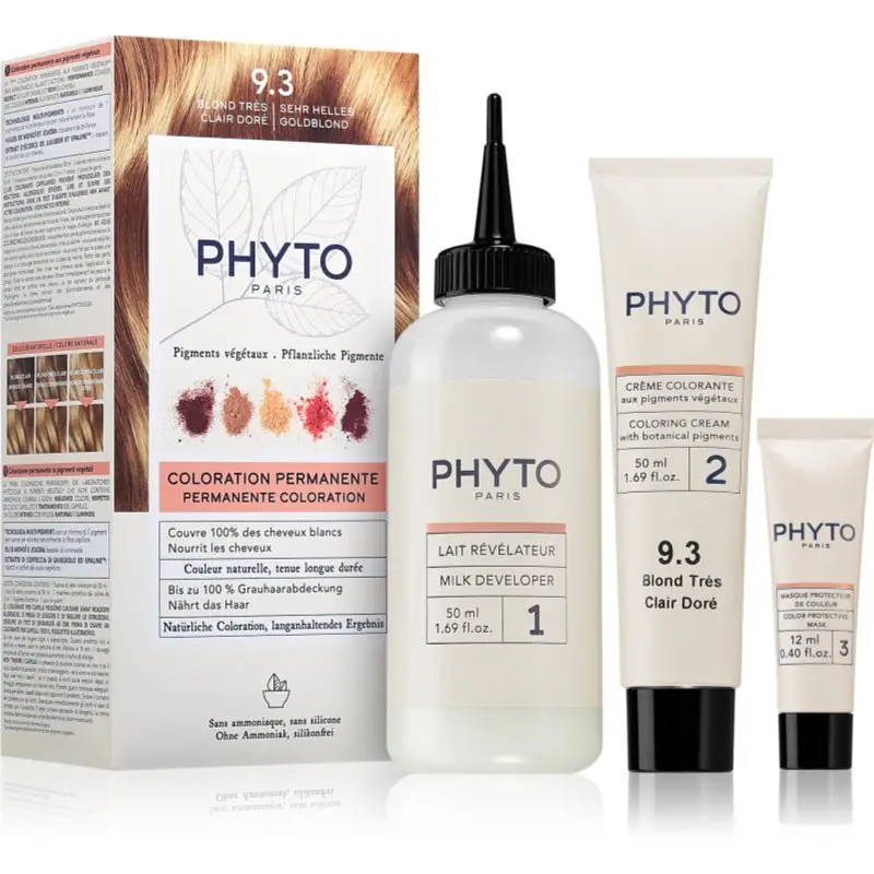 Phyto Color culoare par fără amoniac culoare 9.3 Very Light Golden Blonde 3 buc