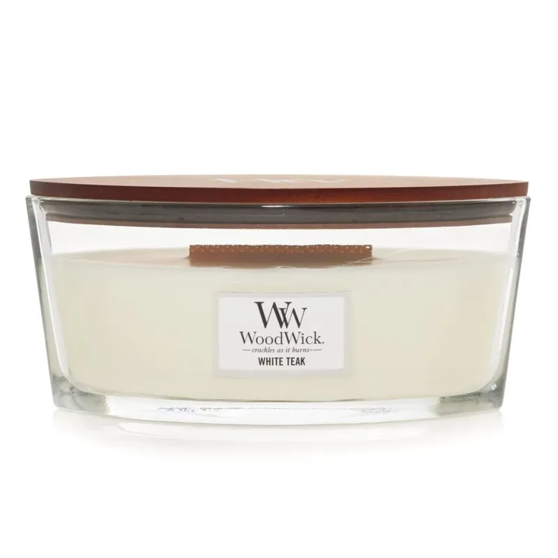WoodWick Lumânare parfumată White Teak 453,6 g