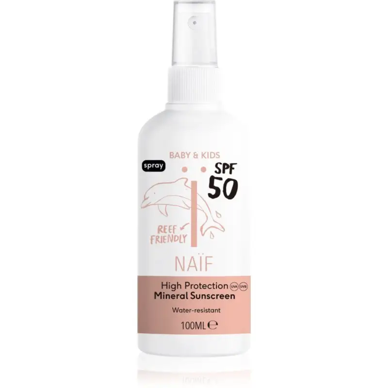 Naif Baby & Kids Mineral Sunscreen SPF 50 spray pentru bronzat pentru nou-nascuti si copii 100 ml