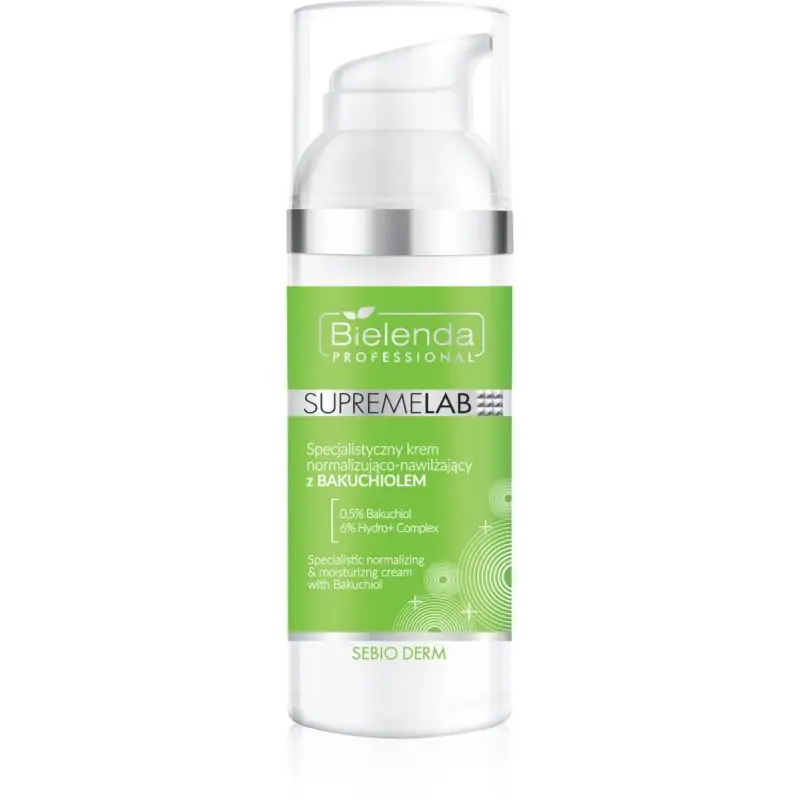 Bielenda Professional Supremelab Sebio Derm cremă normalizatoare de zi 0,5% Bakuchiol & 6% Hydro Complex 50 ml