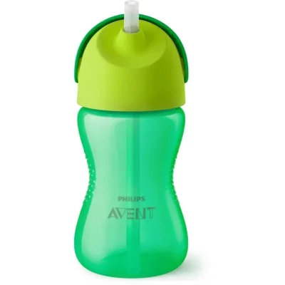 Philips Avent Bendy Straw SCF798/01 12m+ ceasca cu pai flexibil Green 300 ml