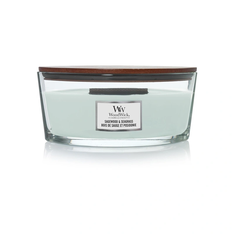 WoodWick Lumânare parfumată barcă Sagewood & Seagrass Elipsa 453,6 g