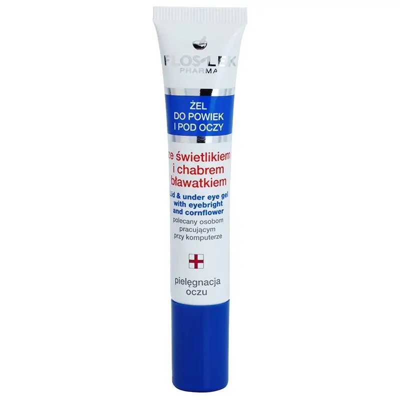FlosLek Pharma Eye Care Gel pentru jurul ochilor cu un luminator și albastrele 15 ml