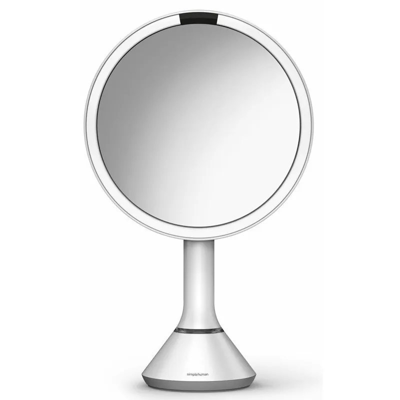 Simplehuman Oglindă cu control tactil al intensității luminii DualLight albă, din oțel inoxidabil