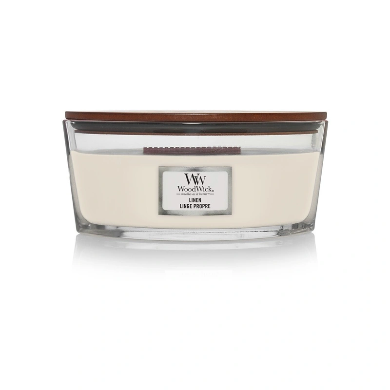 WoodWick Lumânare parfumată Linen 453,6 g