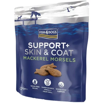 FISH4DOGS Pamlsky pre psy na podporu kože a srsti s kúskami makrely 225g