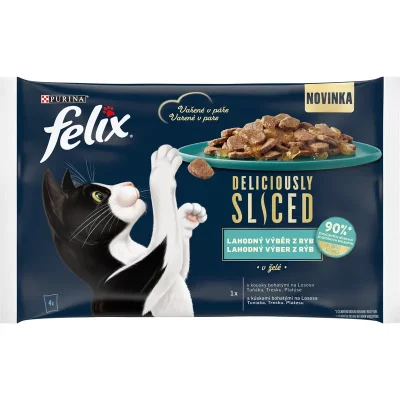 FELIX Deliciously sliced Multipack 12(4x80g) losos/ tuniak/ treska/ platesa v želé