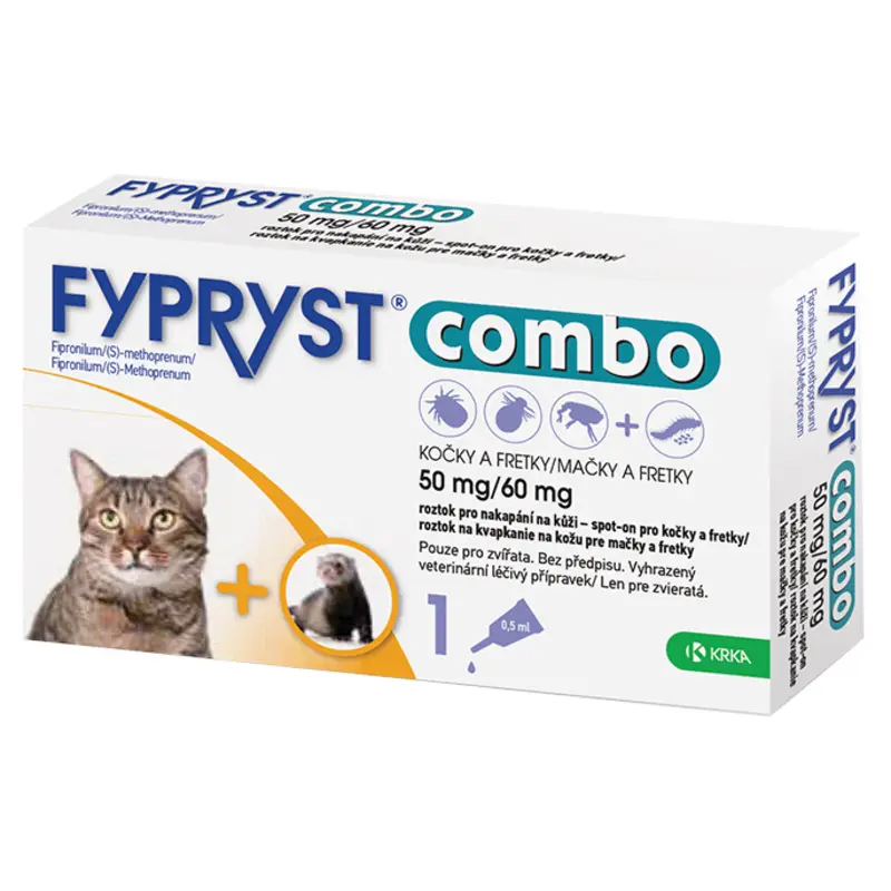 FYPRYST Combo 50 mg/60 mg Roztok na kvapkanie na kožu pre mačky a fretky 0.5 ml