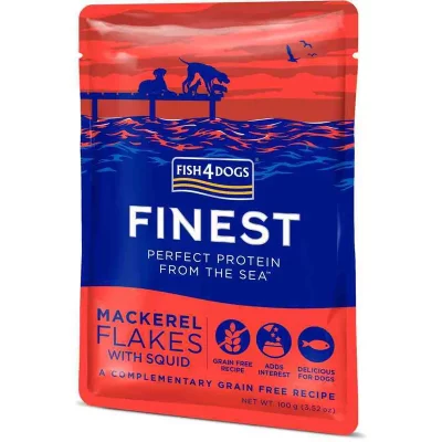FISH4DOGS Kapsička pre psy Finest makrela s kalamárom 100g