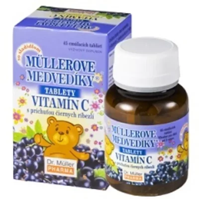 DR.MULLER Müllerove medvedíky® s príchuťou čiernych ríbezlí a vitamínom C 45 tabliet