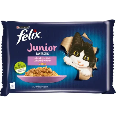 FELIX Fantastic JUNIOR Multipack 12(4x85g) - kura/losos v želé