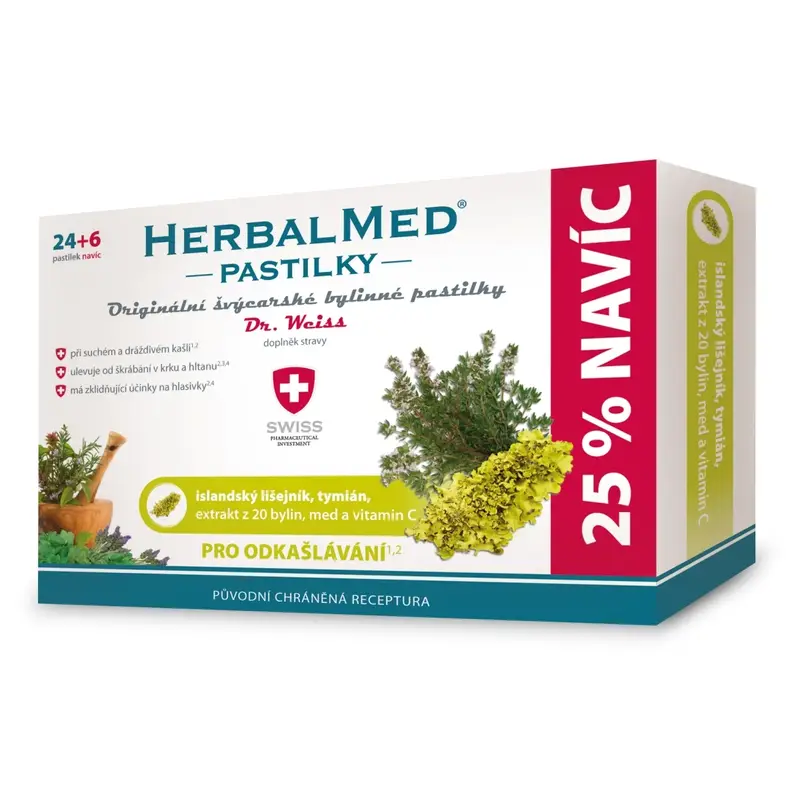 HERBALMED PASTILKY na odkašliavanie - Dr. Weiss 30 pastiliek