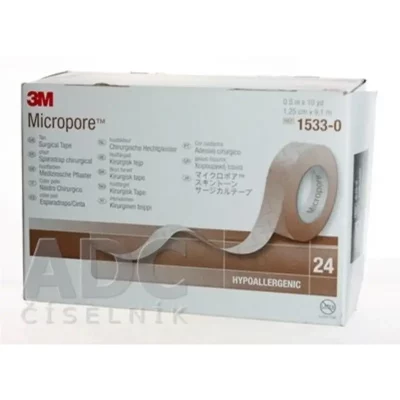 3M FUTURO MICROPORE náplasť hnedá, cievka 1,25 cm x 9,1 m, zo špeciálneho papiera 24 ks