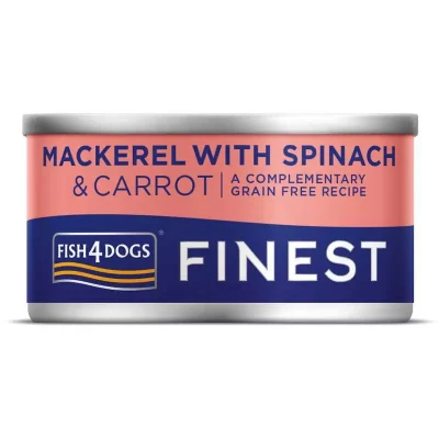 FISH4DOGS Konzerva pre psy Finest s makrelou, mrkvou a špenátom 85g