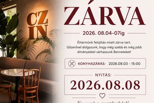 Éttermünk felújítás miatt zárva tart 