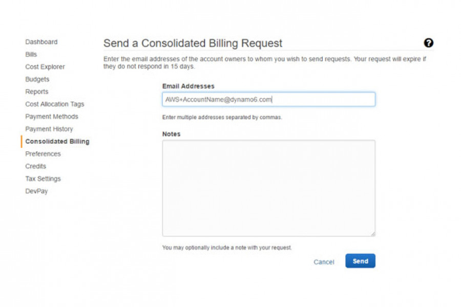 AWS Billing Billing Request