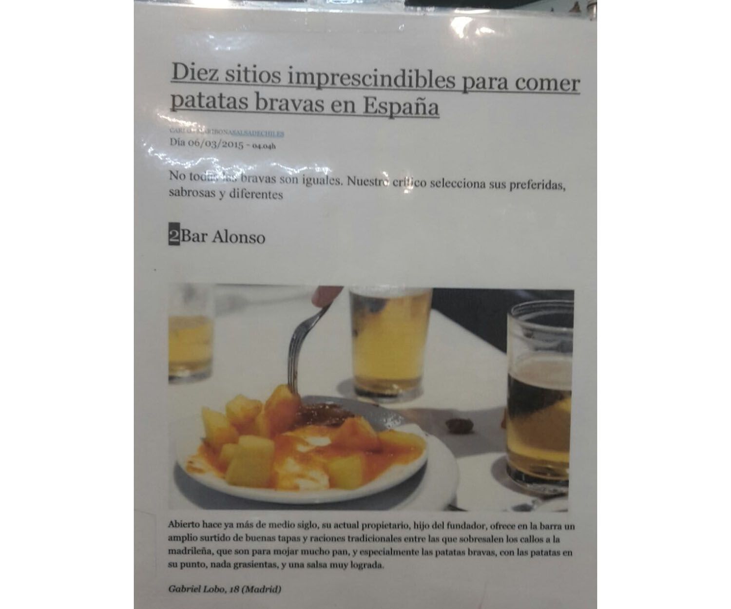 Especialidad en patatas bravas