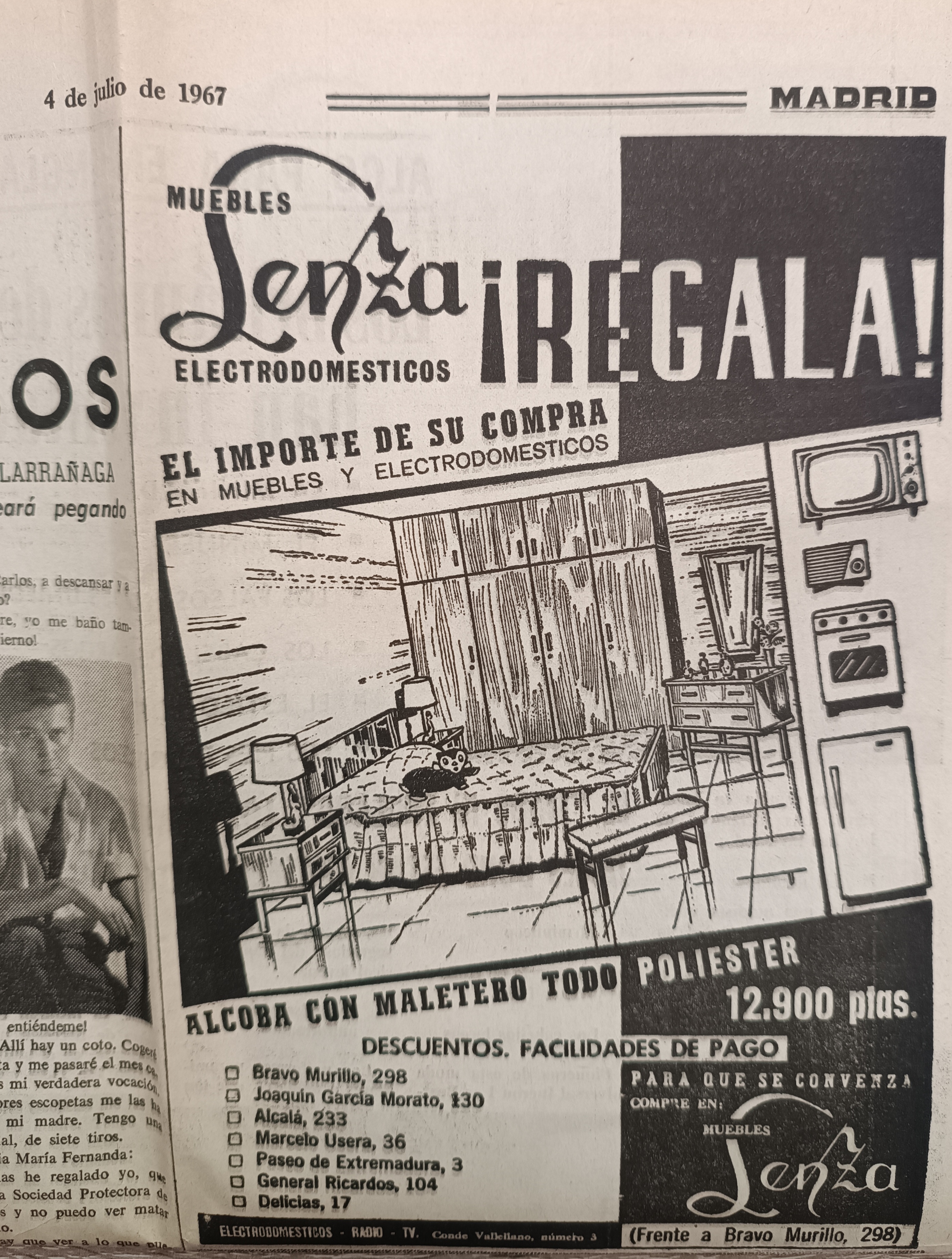 Lenza publicidad años 60 Periódico Madrid