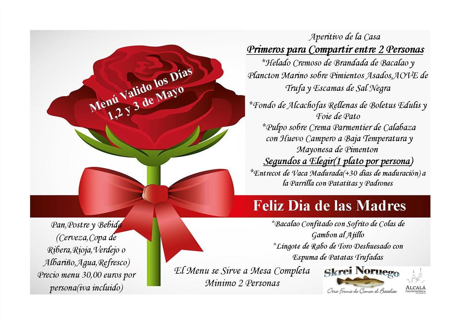 Feliz Dia de las Madres-Menu Valido los Dias 1,2 y 3 de Mayo!!!