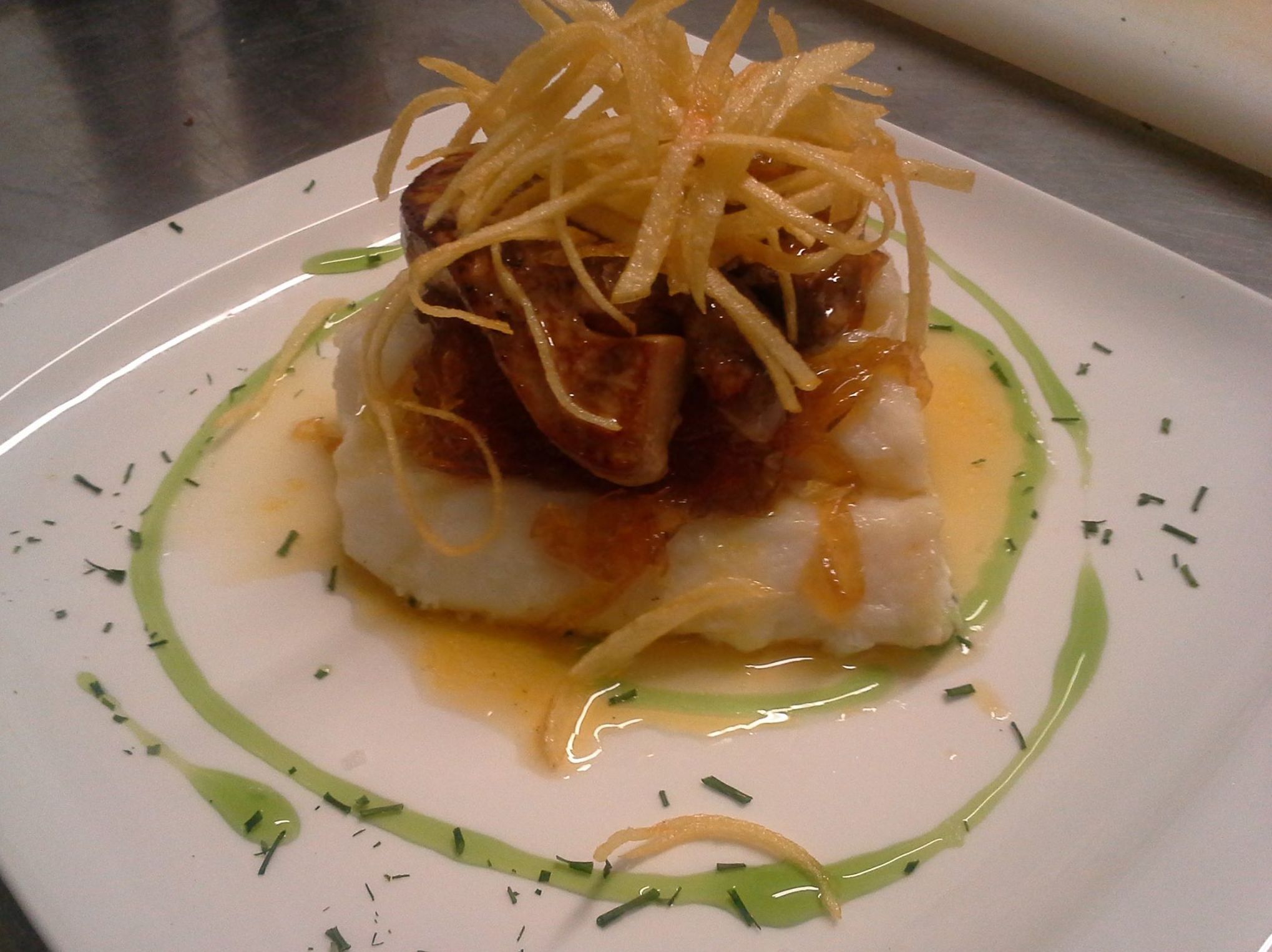 Cod with foie in a reduction sauce