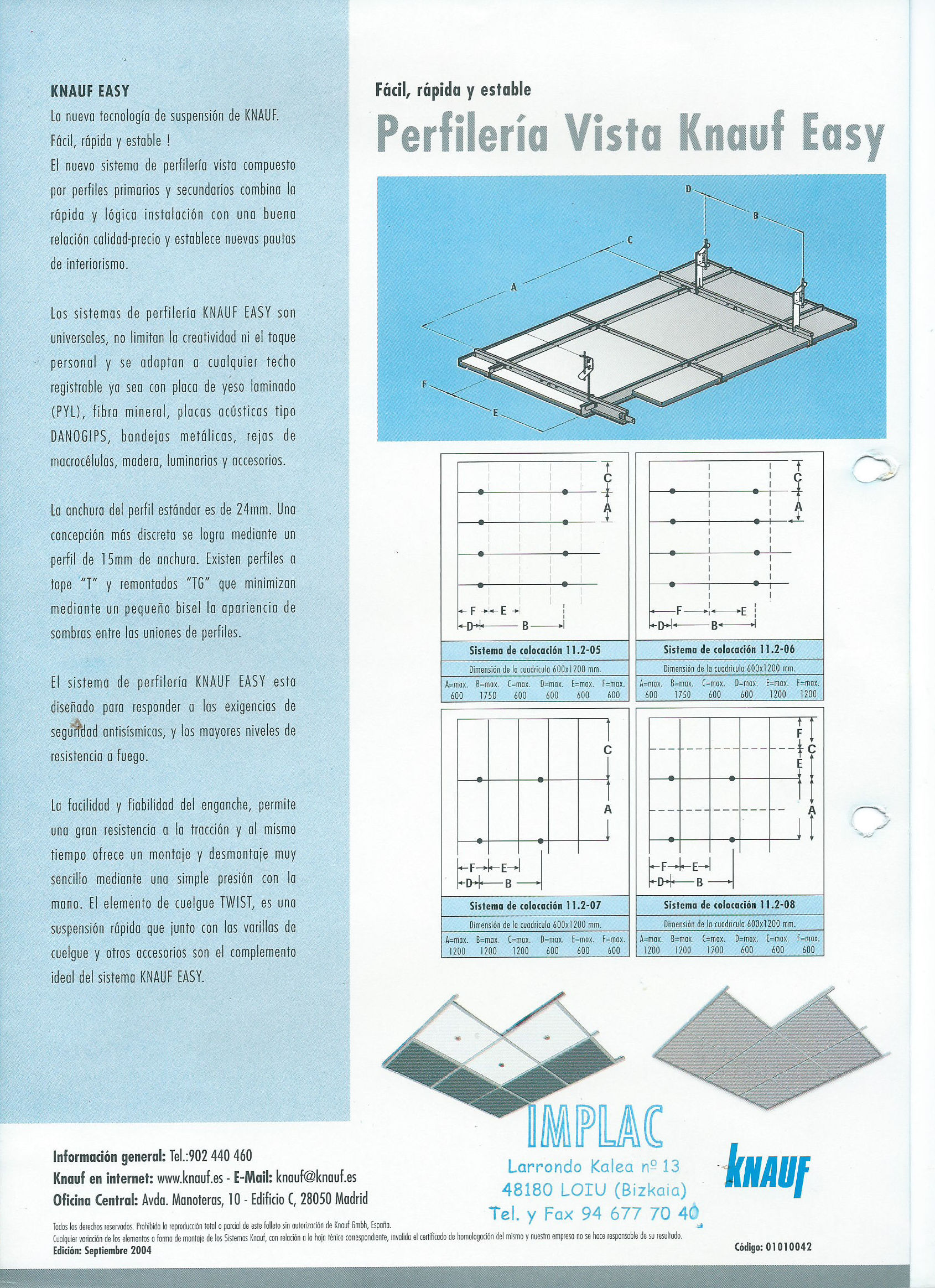 Perfilería vista Knauf Easy