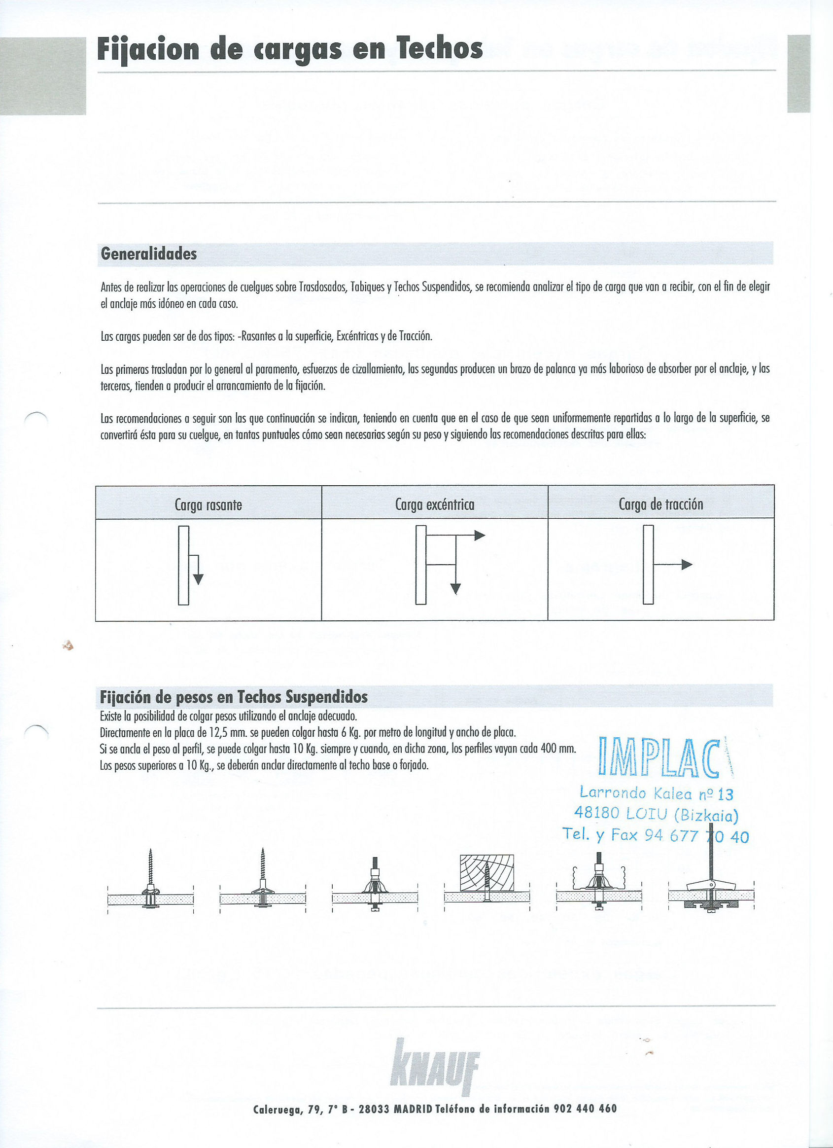 Fijación de cargas en techos